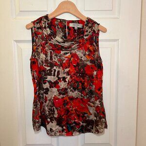 Kasper Sheer Multicolor Sleeveless Blouse